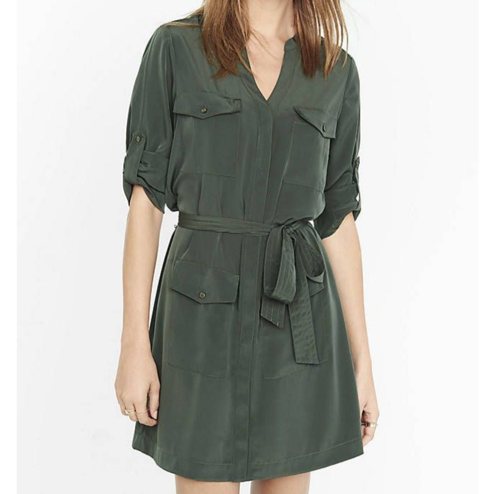 Military shirt dress with belt